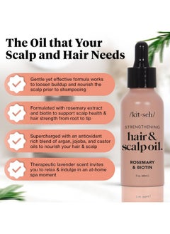 Kitsch Kitsch Rosemary Oil for Healthy Scalp, Pre Wash Scalp & Hair Oil Infused with Biotin, Hair Strengthening Treatment, Nourishing & Volumizing in Recycled Bottle, 60 mL  - Image 2
