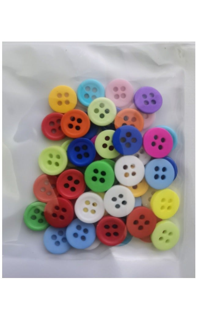 OASIS-TH 50 Pcs Colourful Buttons 9MM Round Resin Button Large Sewing Buttons Craft Buttons with Plastic Storage Box Buttons for Crafting, Clothes Sewing (4 Holes)  - Image 2