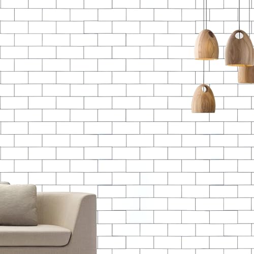 FOKRIM White Brick Wallpaper for Walls Sticker 45x300cm 14-sqft - Peel and Stick Removable Self Adhesive Waterproof Wall Paper for Home Kids Room Play Room - Image 3