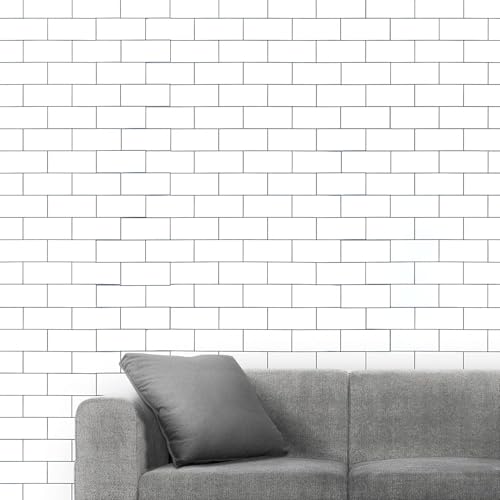 FOKRIM White Brick Wallpaper for Walls Sticker 45x300cm 14-sqft - Peel and Stick Removable Self Adhesive Waterproof Wall Paper for Home Kids Room Play Room - Image 2