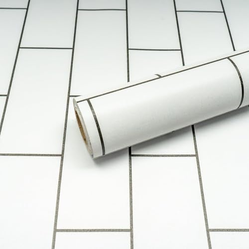 FOKRIM White Brick Wallpaper for Walls Sticker 45x300cm 14-sqft - Peel and Stick Removable Self Adhesive Waterproof Wall Paper for Home Kids Room Play Room - Image 1