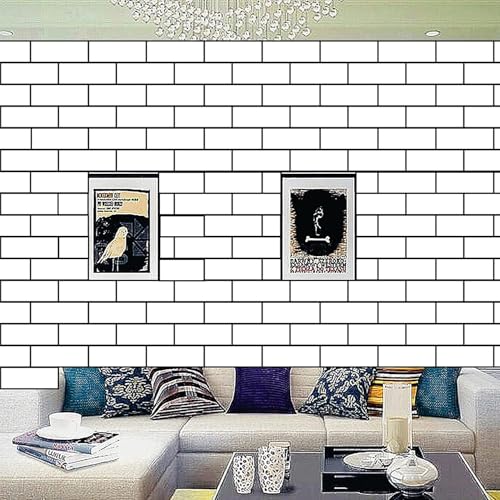 FOKRIM White Brick Wallpaper for Walls Sticker 45x300cm 14-sqft - Peel and Stick Removable Self Adhesive Waterproof Wall Paper for Home Kids Room Play Room - Image 5