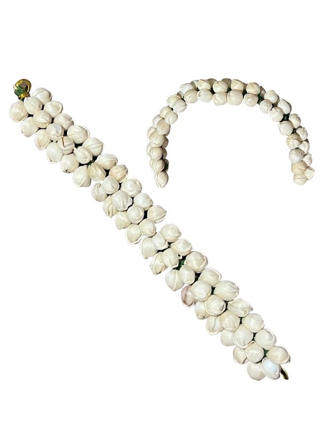 BLUSHIA Pack of 2 Flower Gajra Bun Juda Maker Mogra Gajra Hair Accessories For Women and Girls (White) - Image 2