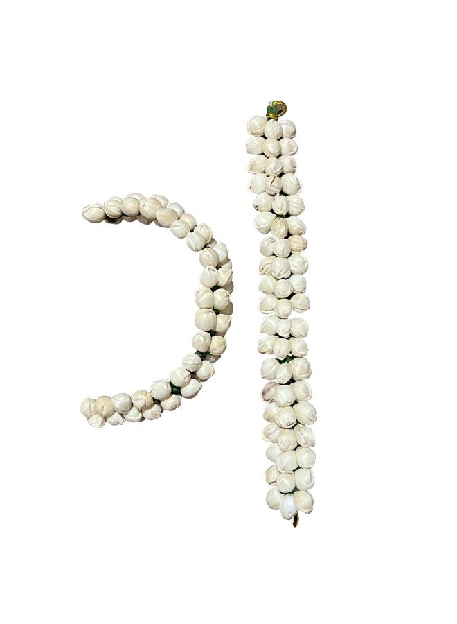 BLUSHIA Pack of 2 Flower Gajra Bun Juda Maker Mogra Gajra Hair Accessories For Women and Girls (White) - Image 1