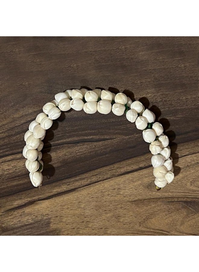 BLUSHIA Pack of 2 Flower Gajra Bun Juda Maker Mogra Gajra Hair Accessories For Women and Girls (White) - Image 3