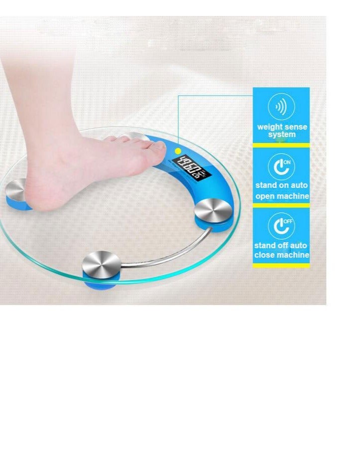 Digital LCD Electronic Glass Body Weight Scale Health Bathroom Round28cm Clear Bathroom Scale LCD Electronic Digital Smart S - Image 1