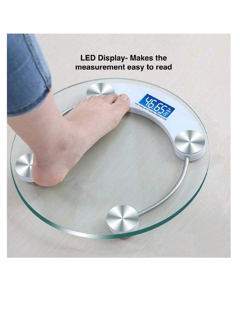 Digital LCD Electronic Glass Body Weight Scale Health Bathroom Round28cm Clear Bathroom Scale LCD Electronic Digital Smart S - Image 4