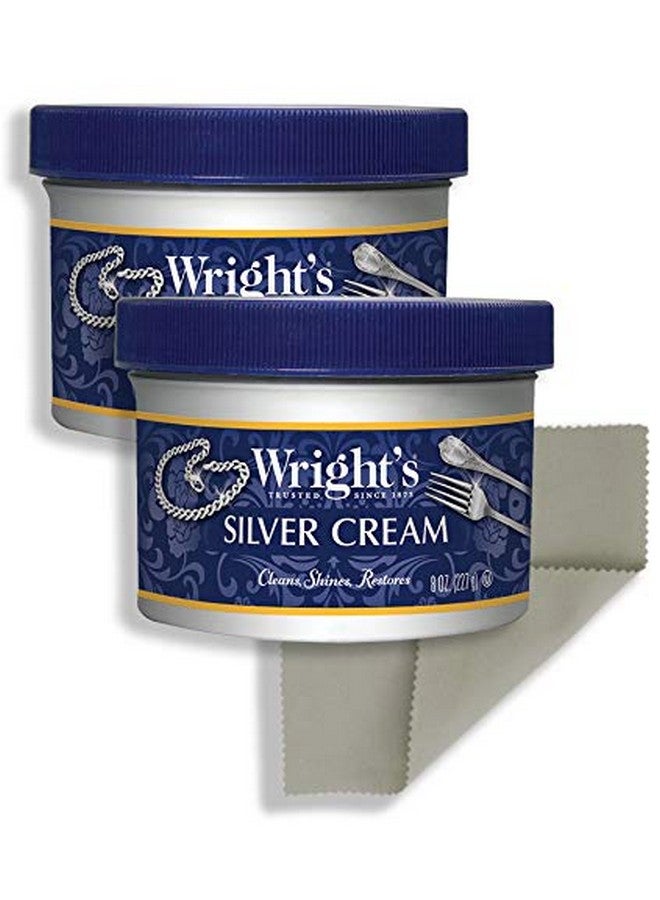 رايتس منظف الفضة وكريم تلميع 8 أونصة 2 عبوة مع قطعة قماش تلميع خالية من الأمونيا، تنظيف وإزالة التشويه بلطف دون خدش - Image 1