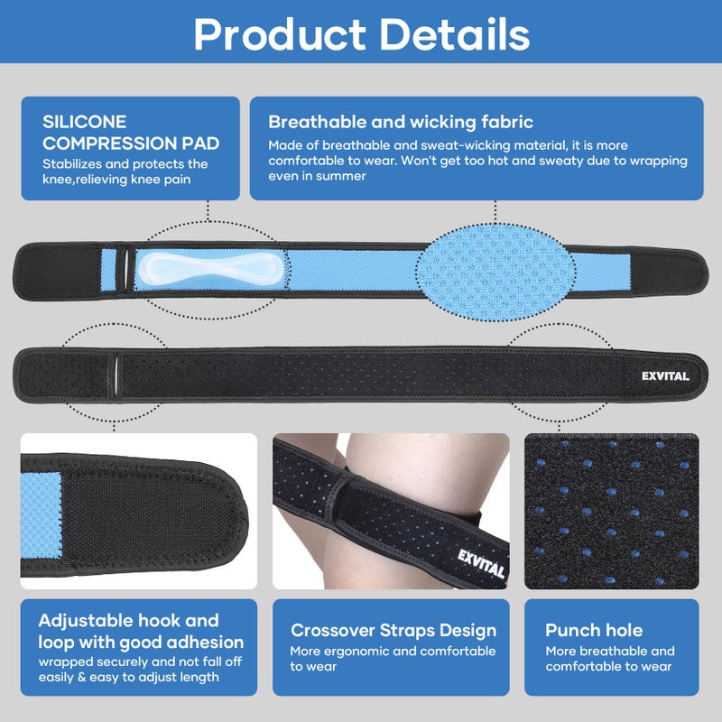 EXVITAL IT Band Straps Iliotibial Band Brace Relieve ITB Syndrome for Men & Women Adjustable Knee Straps Iliotibial Band Compression Wrap for Exercseing 1 Pack - Image 2