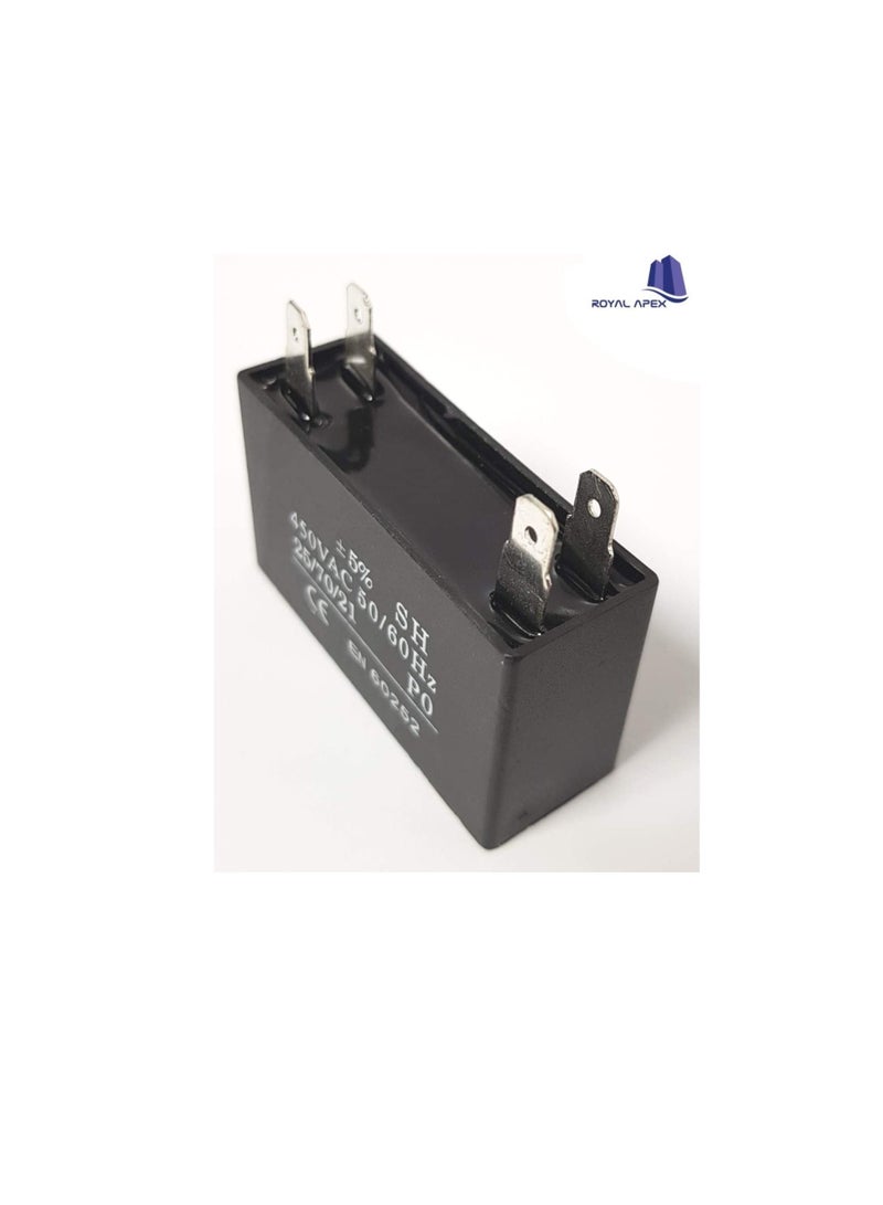 مكثف مروحة عالي الجودة على شكل 2 دبوس 450 فولت تيار متردد | أسود (2 PIN 5MFD (5µF)) - Image 3