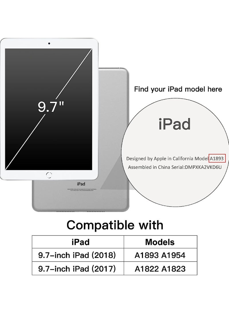 روك بو حافظة لجهاز iPad مقاس 9.7 بوصة (الجيل السادس/الخامس 2018/2017) مع حامل قلم شفاف وغطاء خلفي شفاف وحامل رفيع وغطاء لوحي مقاوم للصدمات مع خاصية الإيقاظ/السكون التلقائي - Image 2