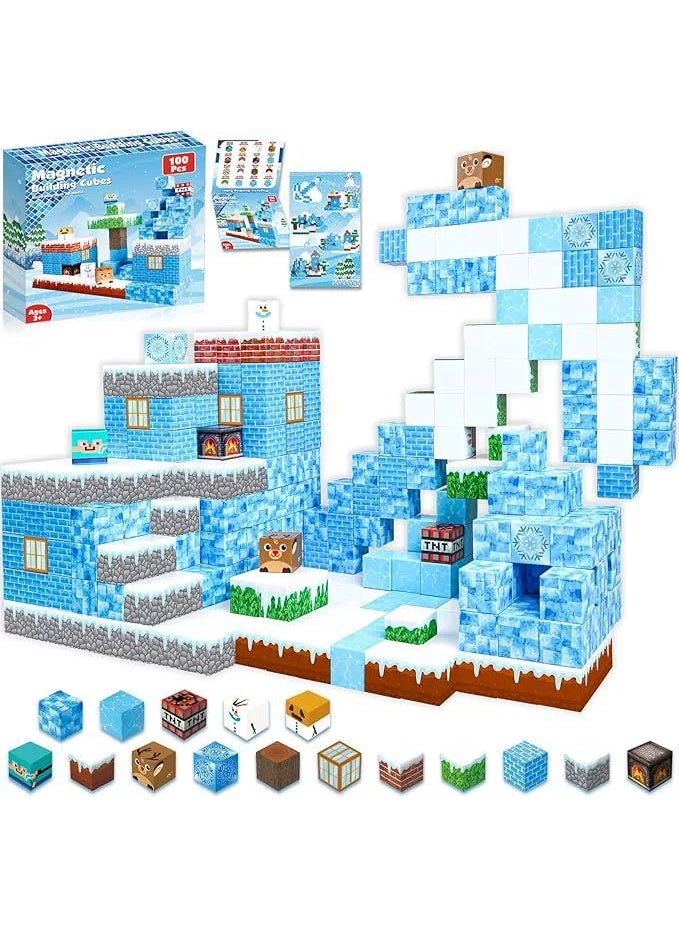Magnetic Blocks – Build Mine Magnet World & Creative Magnet Cubes Construction Set, STEM Sensory Toys for Kids, Boys & Girls Ages 3-10, Classroom & Birthday Gifts