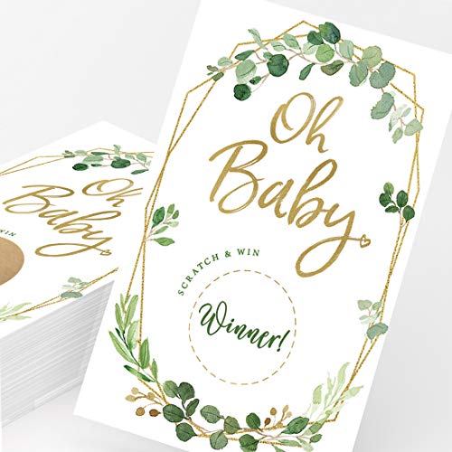 Printed Party Baby Shower Game – Greenery Scratch Off Cards for Girl or Boy, Botanical Theme, 30 Cards & Stickers - Image 5