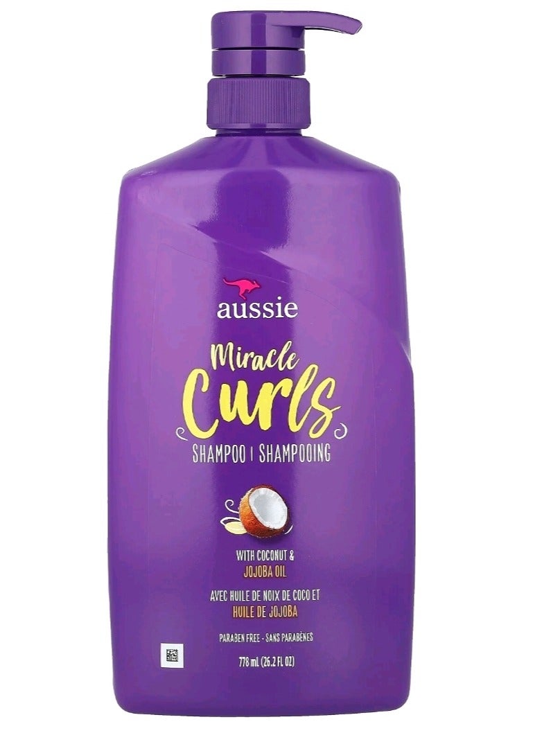 أوسي تجعيد الشعر الأسترالي المعجزة بزيت جوز الهند والجوجوبا، شامبو خالٍ من البارابين، 26.2 أونصة سائلة