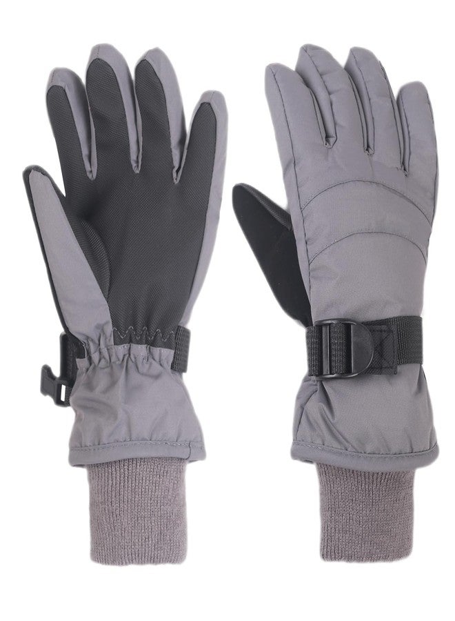 XTACER Boy's Girl's Kid's Ski Snow Gloves Snowboard Winter Warm Cold Weather Gloves for Boys Girls Children (Gray,4-6 Years) - Image 1
