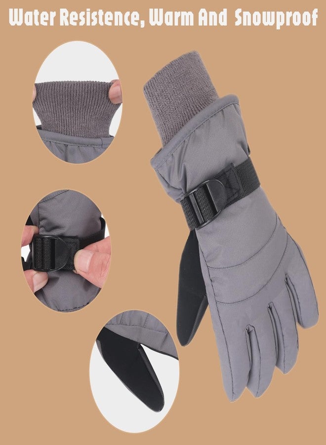 XTACER Boy's Girl's Kid's Ski Snow Gloves Snowboard Winter Warm Cold Weather Gloves for Boys Girls Children (Gray,4-6 Years) - Image 2