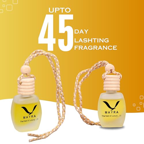 Radiant Mayra Premium Car Air Freshener, 10 ML, Lavender Fragrance, Natural Essential Oils, Glass Bottle with Wooden Diffuser Lid, Long Lasting up to 45 Days (Lemon) - Image 3