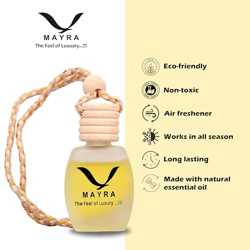 Radiant Mayra Premium Car Air Freshener, 10 ML, Lavender Fragrance, Natural Essential Oils, Glass Bottle with Wooden Diffuser Lid, Long Lasting up to 45 Days (Lemon) - Image 4