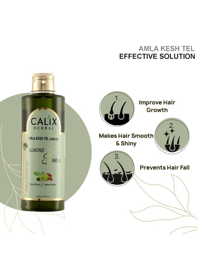 كلاليكس هيربال زيت أملا كيش تيل العضوي والأيورفيدا (زيت الشعر) يمنع تساقط الشعر ويحسن نمو الشعر ويغذي الشعر الباهت والجاف للرجال والنساء 200 مل - Image 3