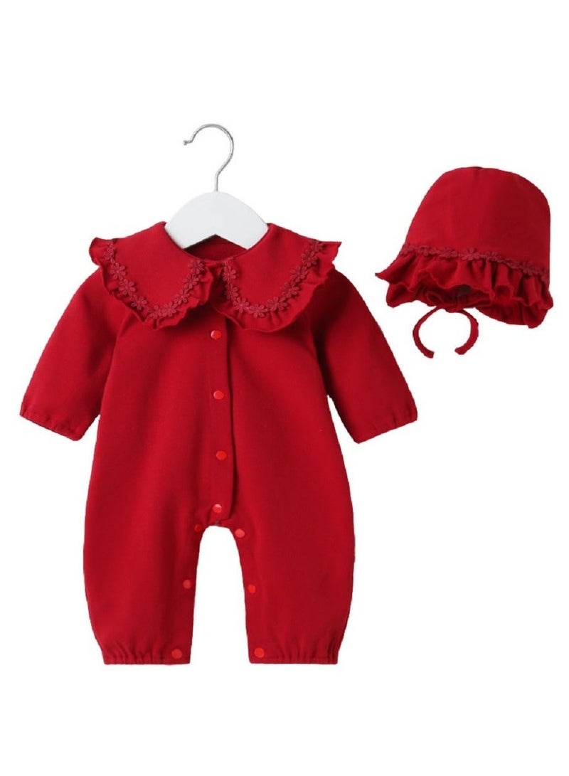 جيرينك Baby Girl Apparel Set, Cute Baby Jumpsuit, Infant Party Outfit with Hat - Image 1