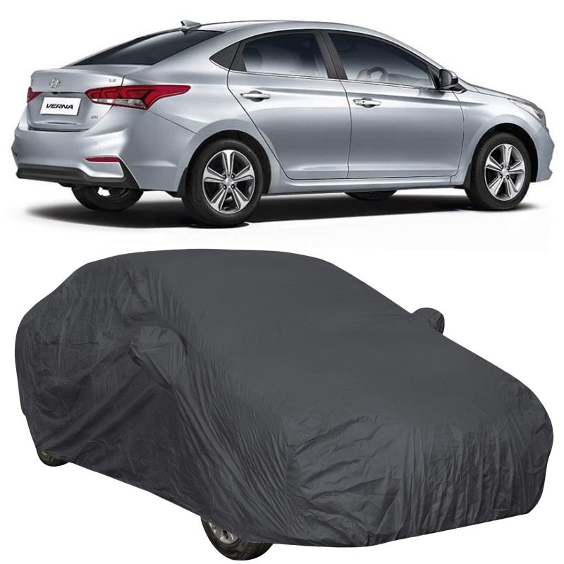 The Autostory 190 Taffeta Water Resistant Car Body Cover Compatible with Hyundai Verna Fluidic (2017 to 2019) with Mirror Pockets (Grey/Navy Blue) - Image 5