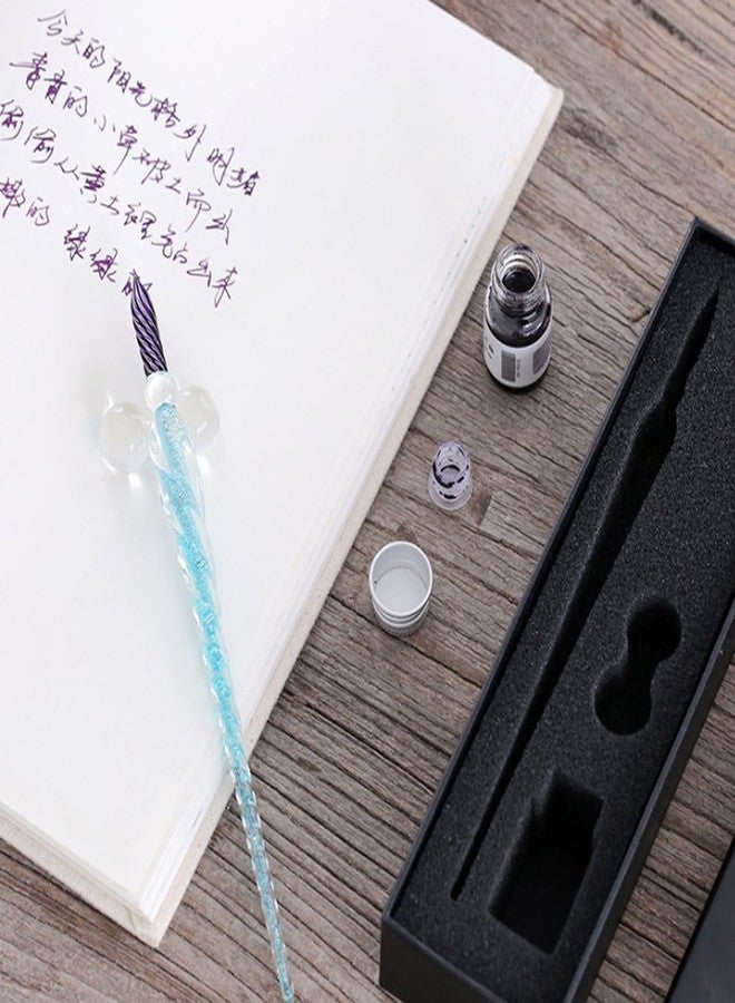 Chrome Crystal Glass Dip Fountain Pen with Ink Set (Color May Vary) - Image 5