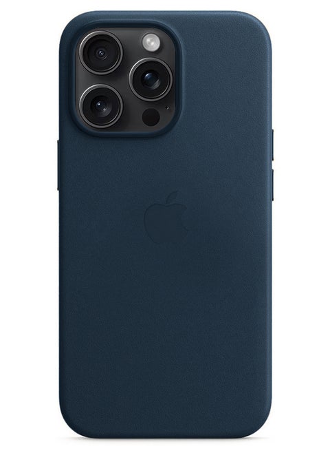 iPhone 15 Pro Leather Case Compatible with Magsafe Anti-Scratch Leather Case Shockproof Drop Proof Protective Slim Case Blue