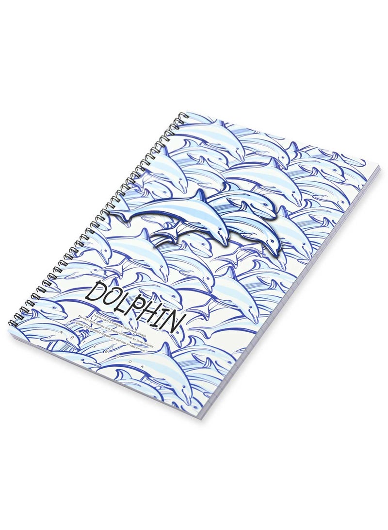 FIS Pack Of 5 Spiral Soft Cover Notebook, 96 Sheets A4 Dolphin Design 2 -FSNBSSCA496-DOL2 - Image 1