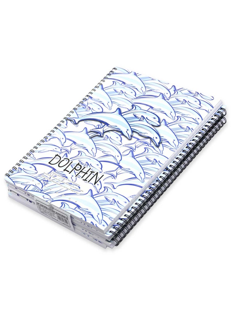 FIS Pack Of 5 Spiral Soft Cover Notebook, 96 Sheets A4 Dolphin Design 2 -FSNBSSCA496-DOL2 - Image 3
