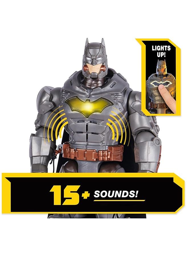 دي سي كوميكس لعبة باتل سترايك باتمان 12 بوصة مع 5 ملحقات و15 صوتًا وأكثر، ألعاب قابلة للتجميع للأطفال للأولاد والبنات من سن 3 سنوات فما فوق - Image 4
