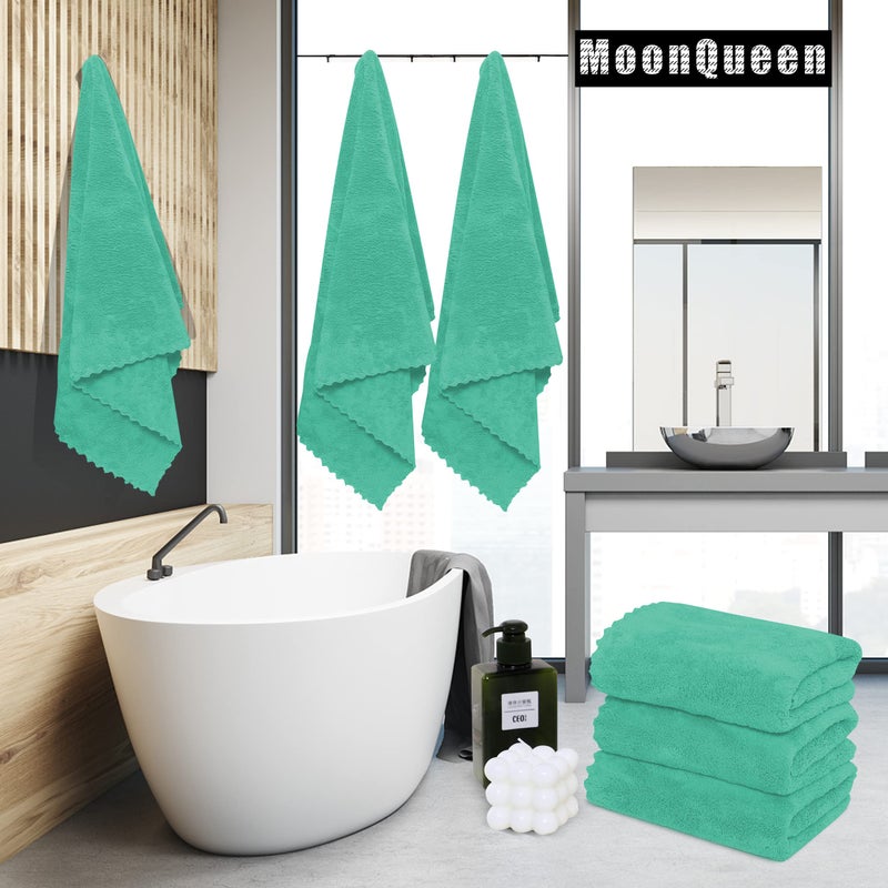 MOONQUEEN 2 Pack Premium Bath Towel Set - Quick Drying - Microfiber Coral Velvet Highly Absorbent Towels - Multipurpose Use as Bath Fitness, Bathroom, Shower, Sports, Yoga Towel (Aqua Green) - Image 2