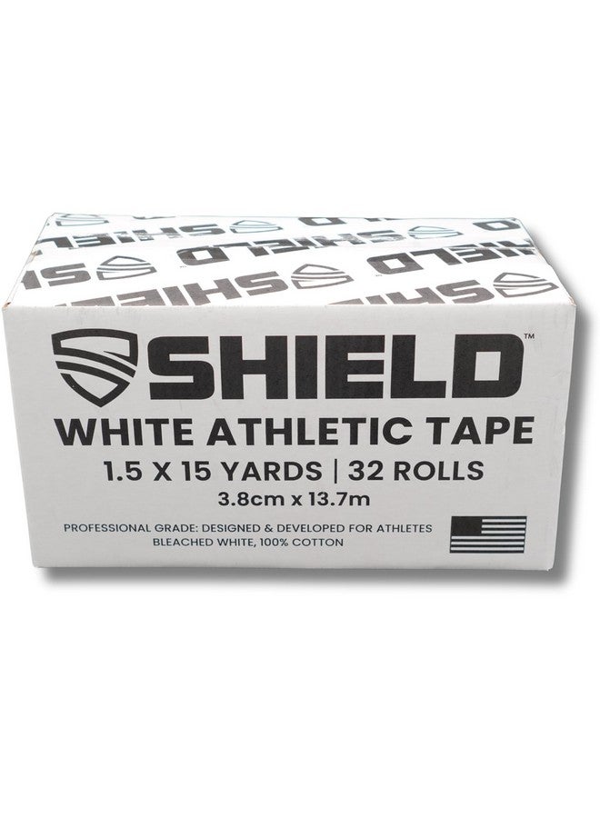 SHIELD | Athletic Tape 32 Pack Bulk- 1.5 Inches x 15 Yards - Made in USA Easy Tear, Rigid, No Residue. Sports Medicine - Athletes, Medical, Therapy, Athletic Trainers: Ankles Wrists Fingers (White) - Image 3