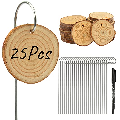 Temlum Wooden Plant Labels with Marker Pen, 25 Pcs Garden Markers Garden Label Stakes Plant Sign Tags for Flowers, Herbs, Potted Plants, Seed - Image 1