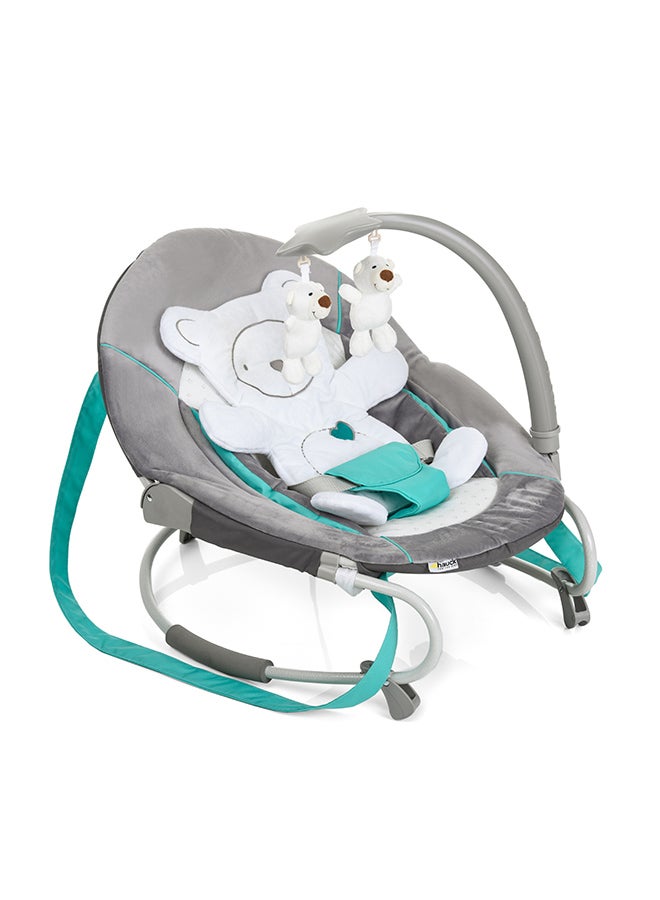 hauck Leisure, Baby Rocker From Birth Up To 9 Kg, Swing And Chair, Tilt-Resistant Bouncer With Removable Play Arch, Adjustable Backrest, Carry Straps, Safety Harness, Bear Hearts - Image 1