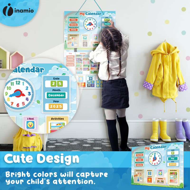 Inamio Magnetic Kids Calendar for Learning - Classroom, Preschool Magnet Calendar for Kids - Days of the Week Chart for Toddlers - Today, Monthly and Weather - Image 4