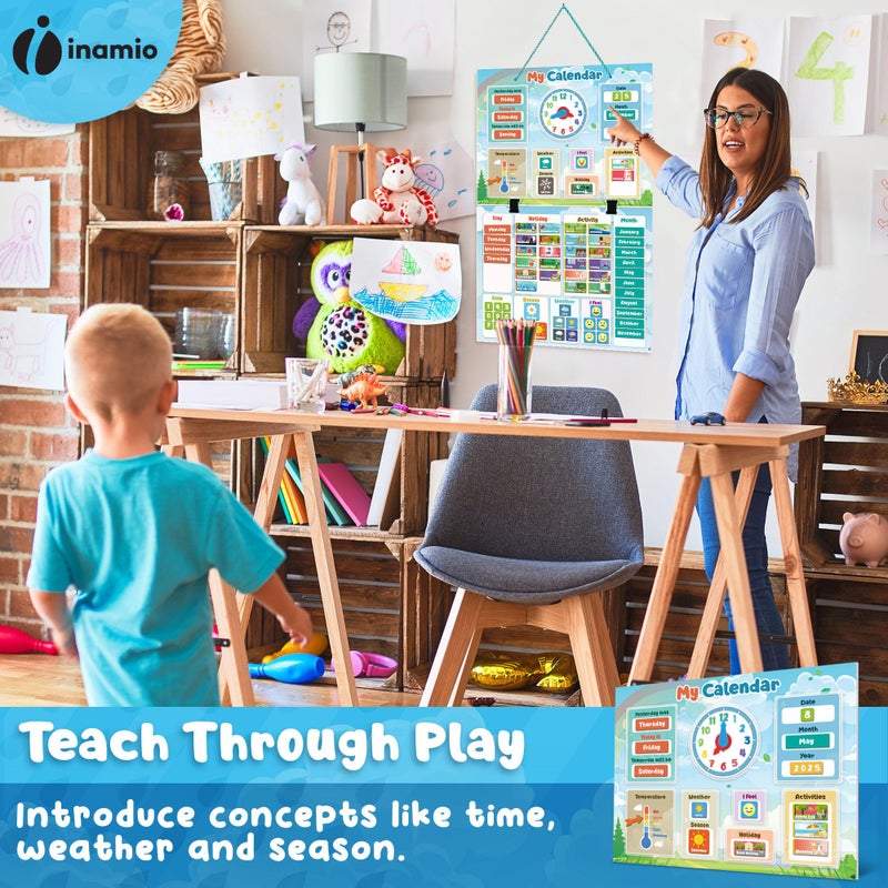 Inamio Magnetic Kids Calendar for Learning - Classroom, Preschool Magnet Calendar for Kids - Days of the Week Chart for Toddlers - Today, Monthly and Weather - Image 3