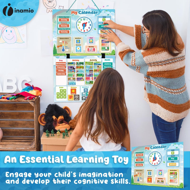 Inamio Magnetic Kids Calendar for Learning - Classroom, Preschool Magnet Calendar for Kids - Days of the Week Chart for Toddlers - Today, Monthly and Weather - Image 5
