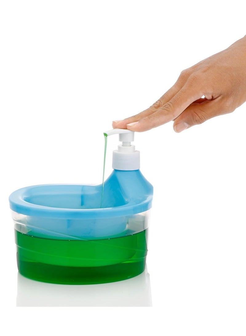 بيسبل موزع صابون الأطباق 2 في 1 من BISBELL مع إسفنجة تنظيف، BB2070، تصميم صغير الحجم وموفر للمساحة - Image 2