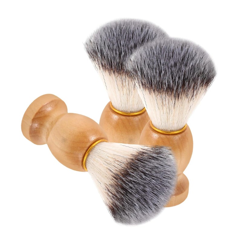 3 قطع فرشاة لحية خشبية طبيعية بشعيرات ناعمة للرجال للعناية اليومية وتنظيف الوجه - Image 1