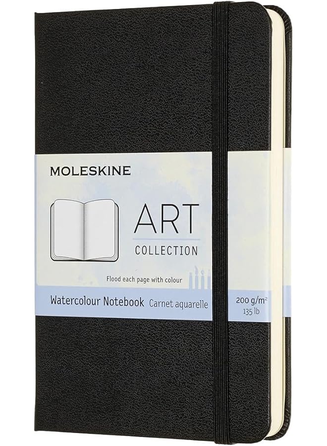 MOLESKINE Art Watercolor Notebook Hard Cover Pocket 3.5 Inch X 5.5 Inch Plain Blank Black 60 Pages - Image 1