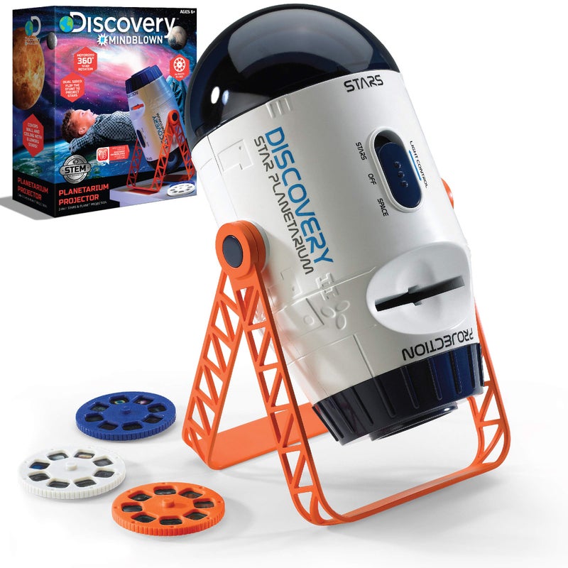 Discovery Kids Discoveryâ„¢ 2-in-1 Reversible Planetarium Space Projector, 24 Images, 360-Degree Rotation, Moving Stars and Stationary Modes, Displays Planets Nebula Stars Constellations, Kids Astronomy Toy - Image 1