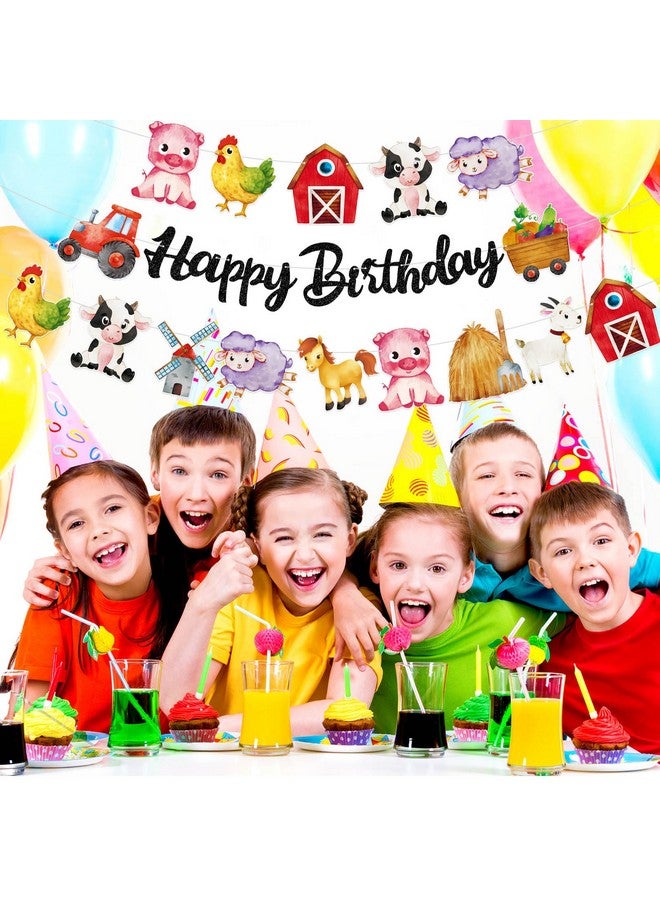 TBEEJ Farm Party Banners 3Pcs Happy Birthday Banners Cutout Garland Banners for Boy Girls Theme Baby Shower Birthday Party Supplies - Image 2