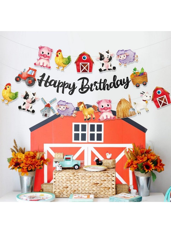 TBEEJ Farm Party Banners 3Pcs Happy Birthday Banners Cutout Garland Banners for Boy Girls Theme Baby Shower Birthday Party Supplies - Image 3