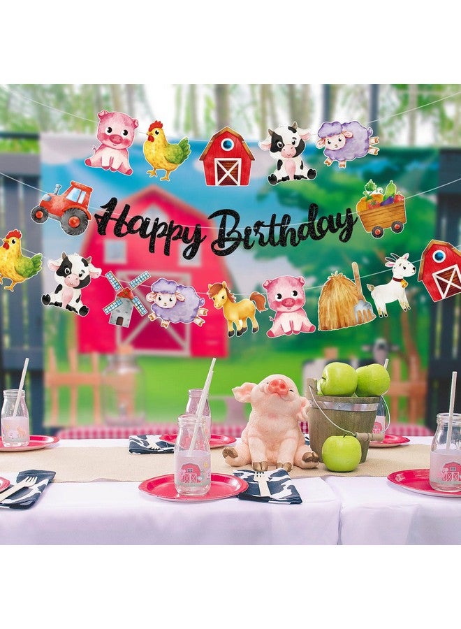 TBEEJ Farm Party Banners 3Pcs Happy Birthday Banners Cutout Garland Banners for Boy Girls Theme Baby Shower Birthday Party Supplies - Image 5