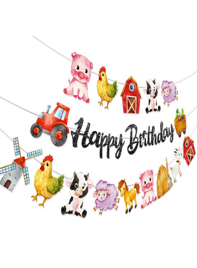TBEEJ Farm Party Banners 3Pcs Happy Birthday Banners Cutout Garland Banners for Boy Girls Theme Baby Shower Birthday Party Supplies - Image 1