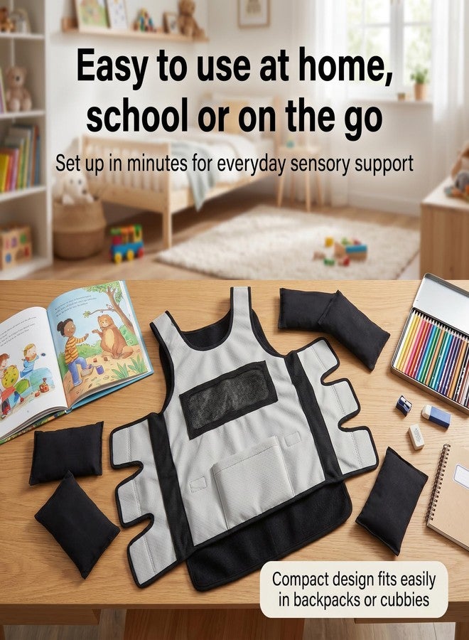 Lefeke Compression Vest for Children, Adjustable Weighted Vest for Kids Deep Pressure Comfort Including 6 Removable Weights (L) - Image 4