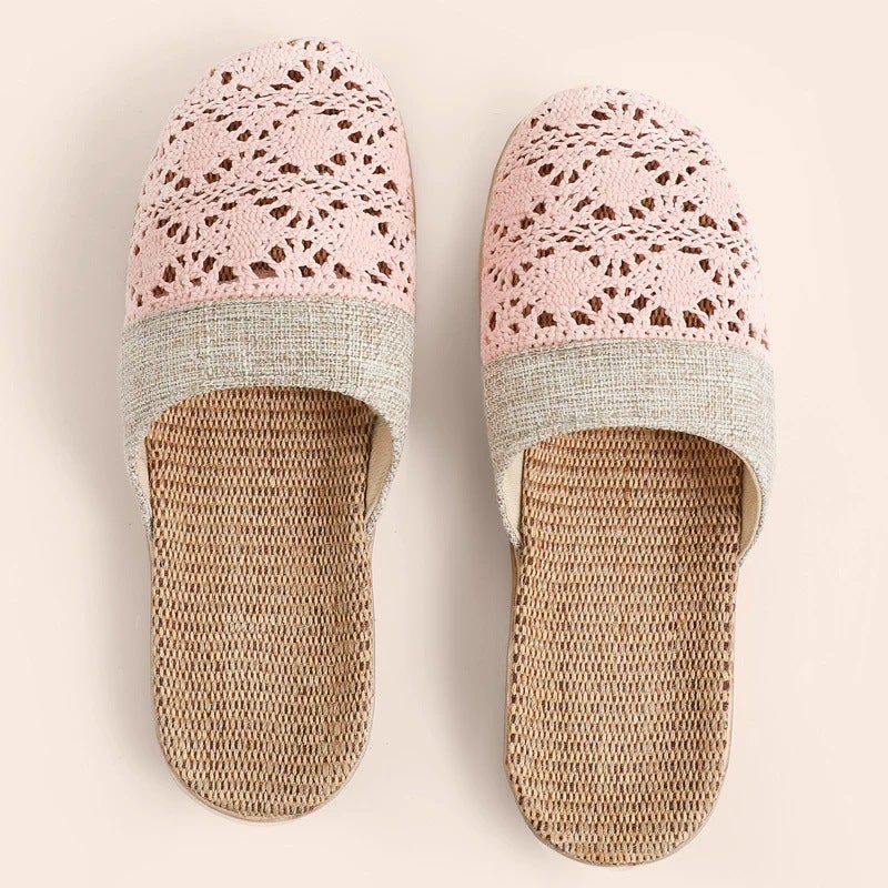 Household Linen Slippers for Summer - Non-Slip, Breathable, Lightweight Floor Slippers - Image 1