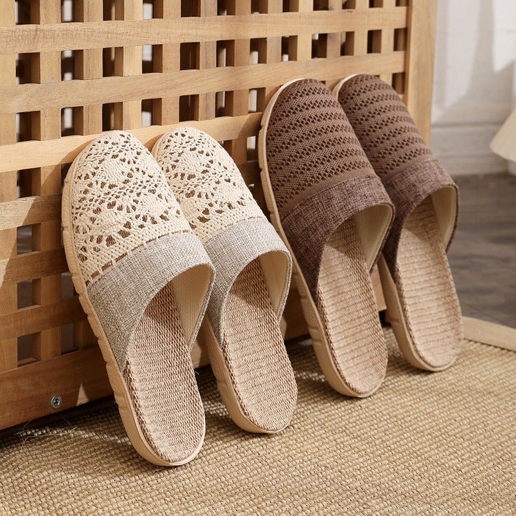 Household Linen Slippers for Summer - Non-Slip, Breathable, Lightweight Floor Slippers - Image 2