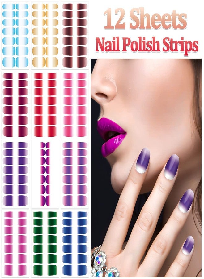 SILPECWEE 12 Sheets Glitter Nail Wraps Nail Polish Stickers for Women Nail Polish Strips Self Adhesive Gel Nail Sticker Stick on Nails Fingernail Manicure for Nail Art with 1pc Nail File - Image 2
