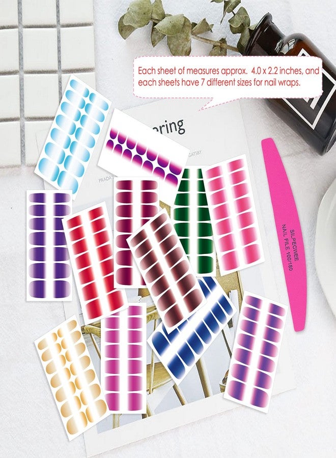 SILPECWEE 12 Sheets Glitter Nail Wraps Nail Polish Stickers for Women Nail Polish Strips Self Adhesive Gel Nail Sticker Stick on Nails Fingernail Manicure for Nail Art with 1pc Nail File - Image 5